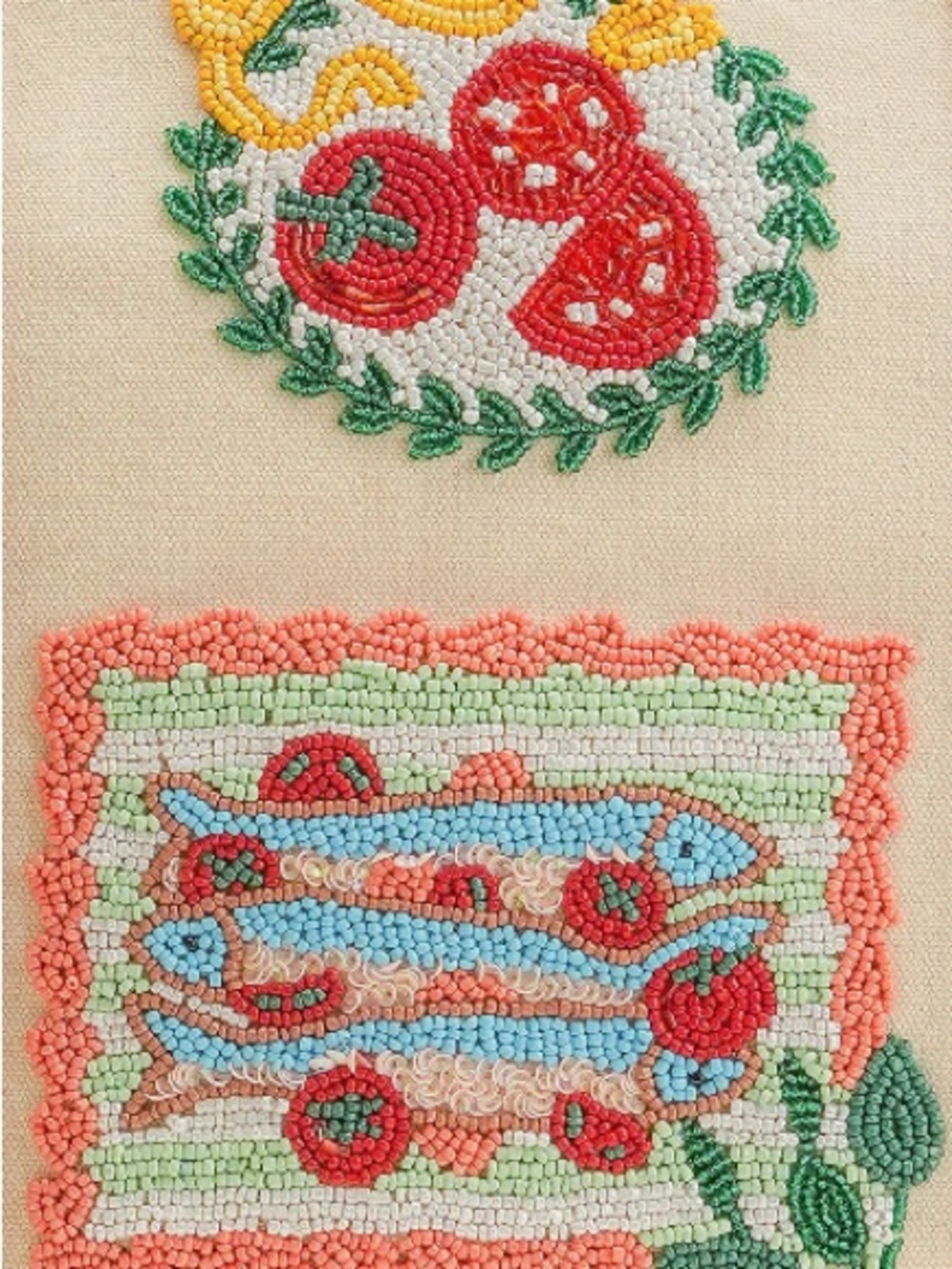 Embroidered Italian Coastal Tote Bag Canvas Beach Market Bag NWT - Picture 6 of 6